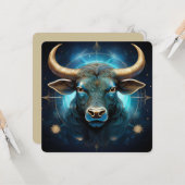 Finnbhennach De witte hoornstier Taurus Art Kaart (Voorkant / Achterkant in situ)