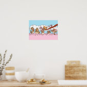 Finnen met roze sakura bloemen poster (Keuken)