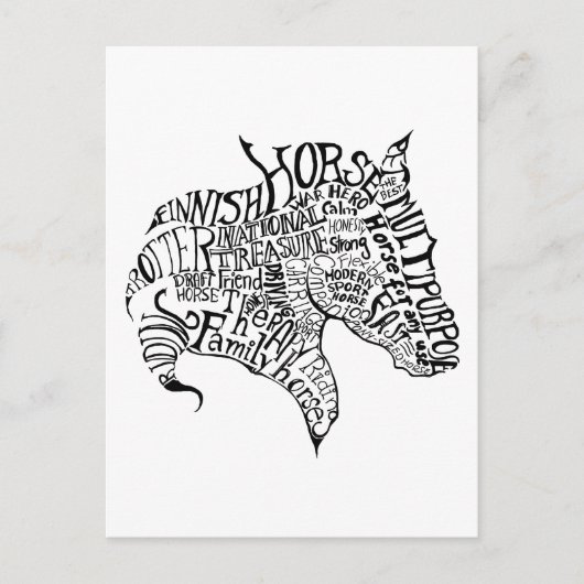 Finnhorse Freehand Typography Briefkaart (Voorkant)