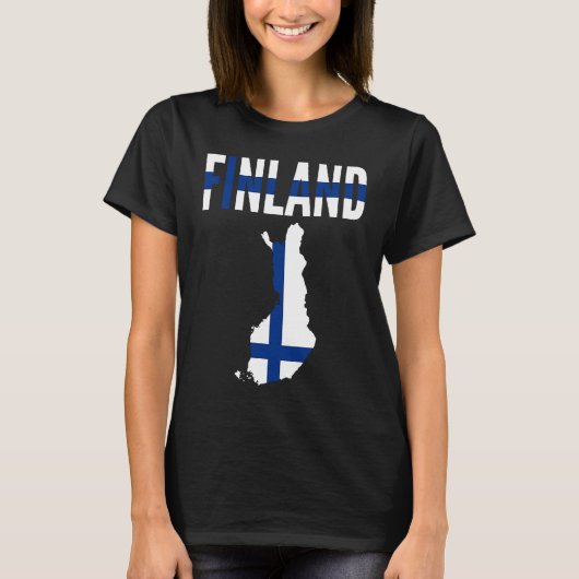 Finnish   Finland Country Map Flag T-shirt (Voorkant)