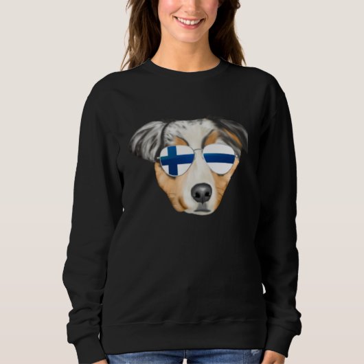 Finnish Flag Australian Shepherd Dog Finland Pocke Trui (Voorkant)