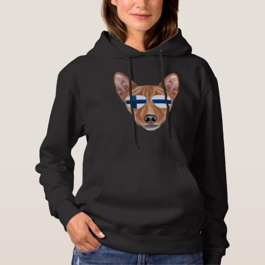 Finnish Flag Basenji Dog Finland Pocket Hoodie (Voorkant)