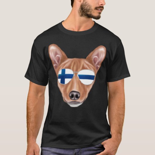 Finnish Flag Basenji Dog Finland Pocket T-shirt (Voorkant)