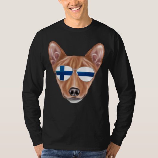 Finnish Flag Basenji Dog Finland Pocket T-shirt (Voorkant)