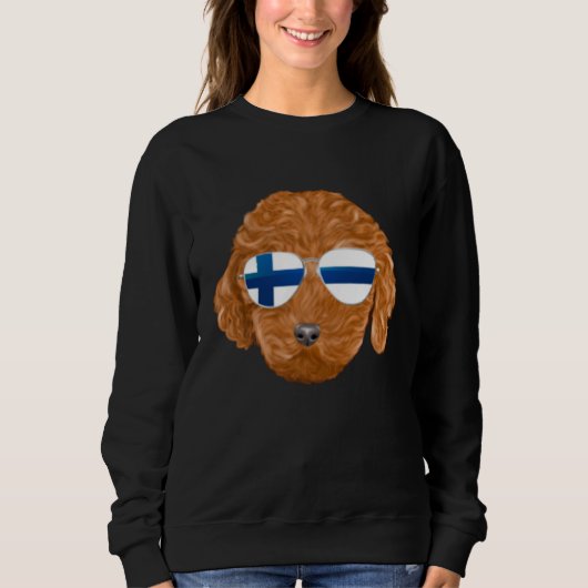 Finnish Flag Brown Poodle Dog Finland Pocket Trui (Voorkant)