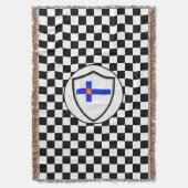 Finnish flag-coat arms throw blanket deken (Voorkant Verticaal)