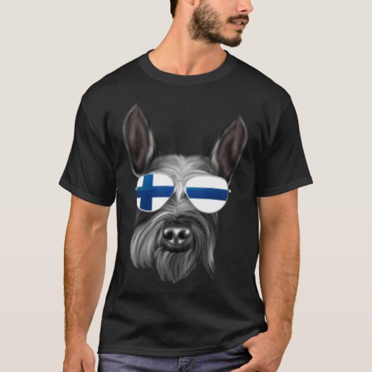 Finnish Flag Giant Schnauzer Dog Finland Pocket T-shirt (Voorkant)