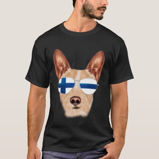 Finnish Flag Portuguese Podengo Pequeno Dog Finlan T-shirt (Voorkant)