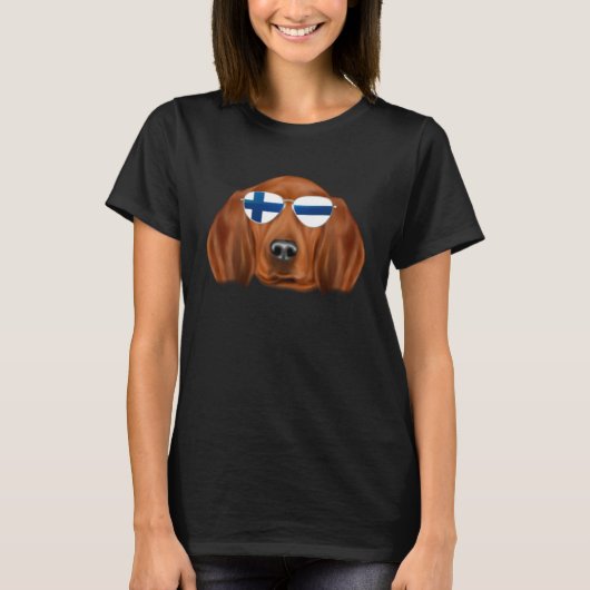 Finnish Flag Redbone Coonhound Dog Finland Pocket T-shirt (Voorkant)