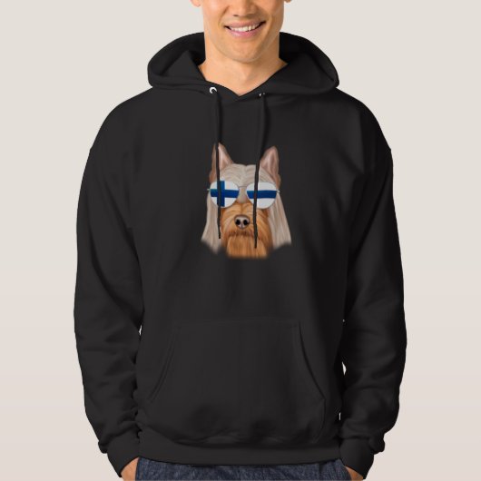 Finnish Flag Silky Terrier Dog Finland Pocket Hoodie (Voorkant)