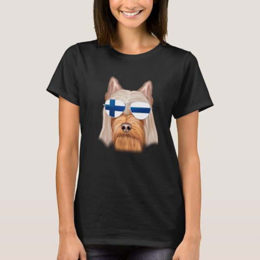 Finnish Flag Silky Terrier Dog Finland Pocket T-shirt (Voorkant)