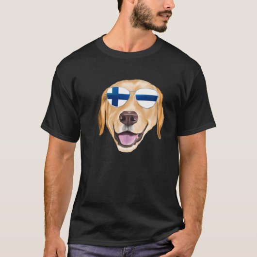 Finnish Flag Yellow Labrador Retriever Dog Finland T-shirt (Voorkant)
