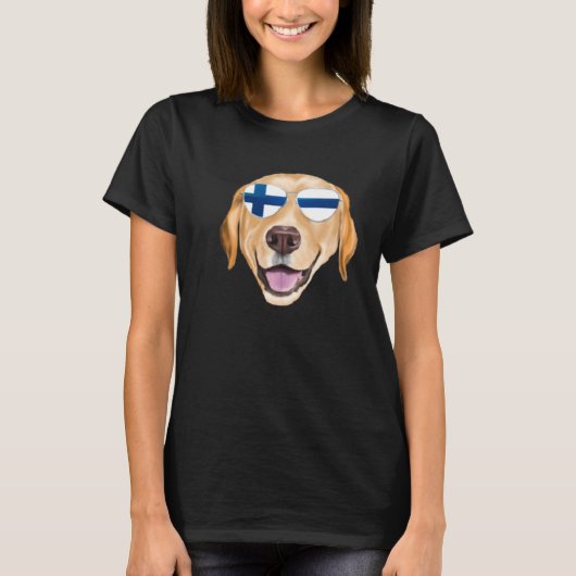 Finnish Flag Yellow Labrador Retriever Dog Finland T-shirt (Voorkant)