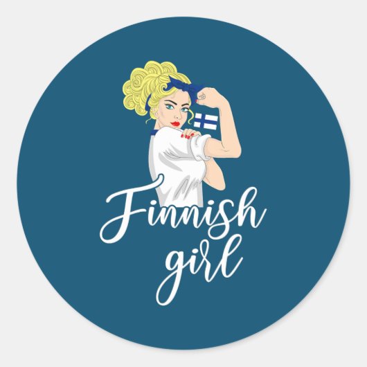 Finnish girl finnish finland  ronde sticker (Voorkant)