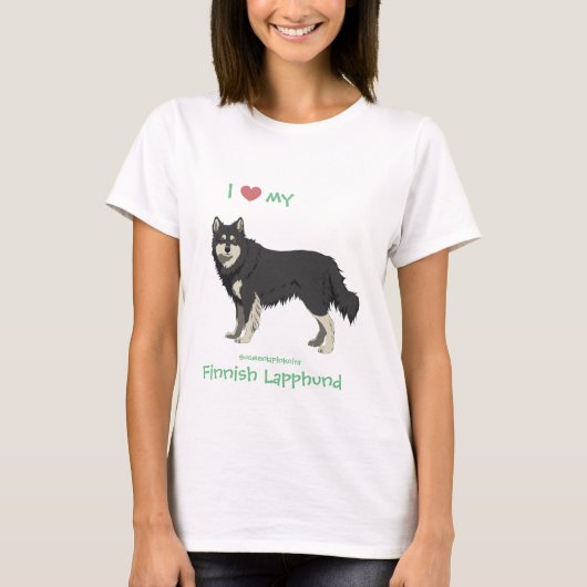Finnish Lapphund black and white shirt -lapinkoira (Voorkant)