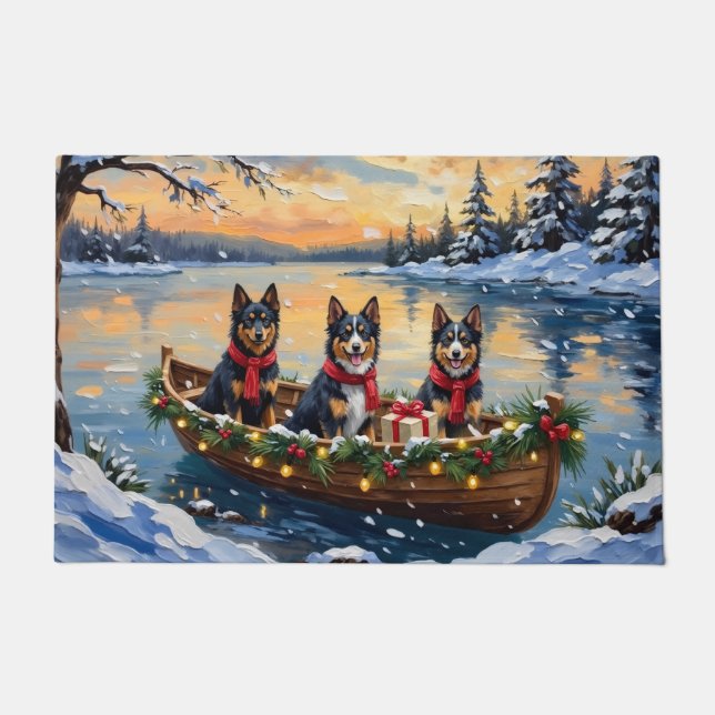 Finnish Lapphund Christmas Boat Holiday Deurmat (Voorkant)