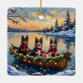 Finnish Lapphund Christmas Boat Holiday Keramisch Ornament (Achterkant)