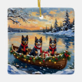 Finnish Lapphund Christmas Boat Holiday Keramisch Ornament (Voorkant)