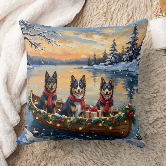 Finnish Lapphund Christmas Boat Holiday Kussen (Deken)