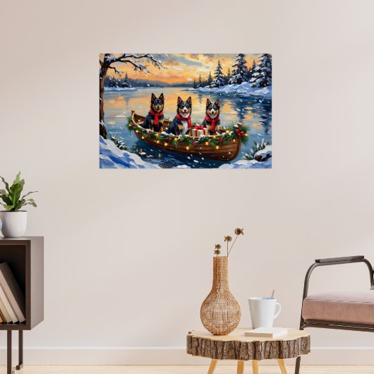Finnish Lapphund Christmas Boat Holiday Poster (Woonkamer 3)