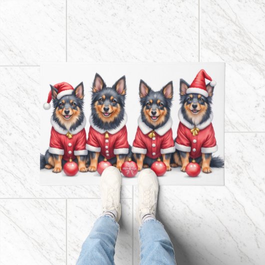 Finnish Lapphund Christmas Dress Santa Hat Deurmat (Binnen)