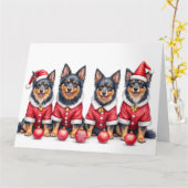 Finnish Lapphund Christmas Dress Santa Hat Kaart (Gele Bloem)