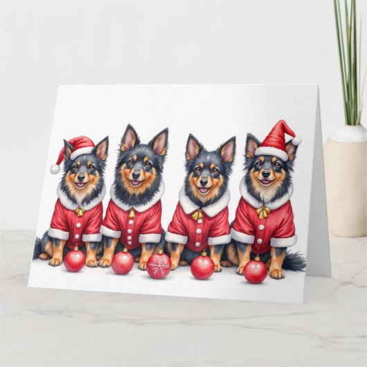 Finnish Lapphund Christmas Dress Santa Hat Kaart (Voorkant)