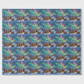 Finnish Lapphund Christmas Northern Lights Arctic Cadeaupapier (Vlak)