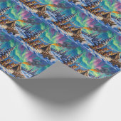 Finnish Lapphund Christmas Northern Lights Arctic Cadeaupapier (Hoek)