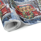 Finnish Lapphund Christmas Red Truck Holiday Cadeaupapier (Rol Hoek)