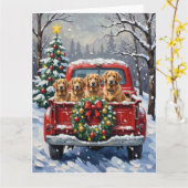 Finnish Lapphund Christmas Red Truck Holiday Kaart (Gele Bloem)