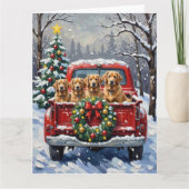 Finnish Lapphund Christmas Red Truck Holiday Kaart (Voorkant)