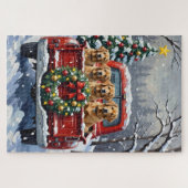 Finnish Lapphund Christmas Red Truck Holiday Legpuzzel (Horizontaal)