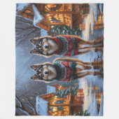 Finnish Lapphund Dogs Christmas Snow Holiday Fleece Deken (Voorkant)