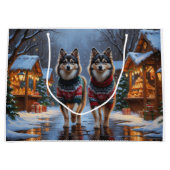 Finnish Lapphund Dogs Christmas Snow Holiday Groot Cadeauzakje (Voorkant)