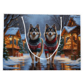 Finnish Lapphund Dogs Christmas Snow Holiday Groot Cadeauzakje (Achterkant)