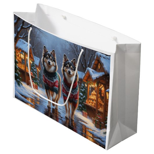 Finnish Lapphund Dogs Christmas Snow Holiday Groot Cadeauzakje (Voorkant Gekanteld)