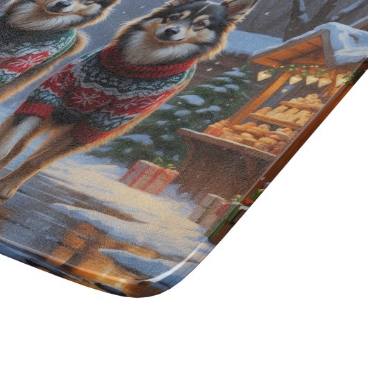 Finnish Lapphund Dogs Christmas Snow Holiday Snijplank (Hoek)