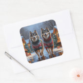 Finnish Lapphund Dogs Christmas Snow Holiday Vierkante Sticker (Envelop)