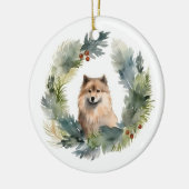 Finnish Lapphund Kerstkrans Festieve Puppy Keramisch Ornament (Links)