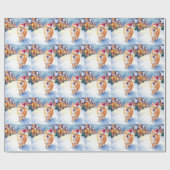 Finnish Lapphund Snowy Village Santa Hat Christmas Cadeaupapier (Vlak)