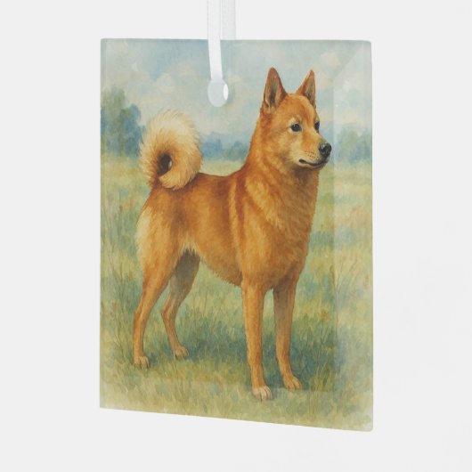 Finnish Spitz Glas Ornament (Voorkant links)