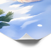 Finnish Spitz Snowy Cabin Santa Hat Christmas Art Perfect Poster (Hoek)