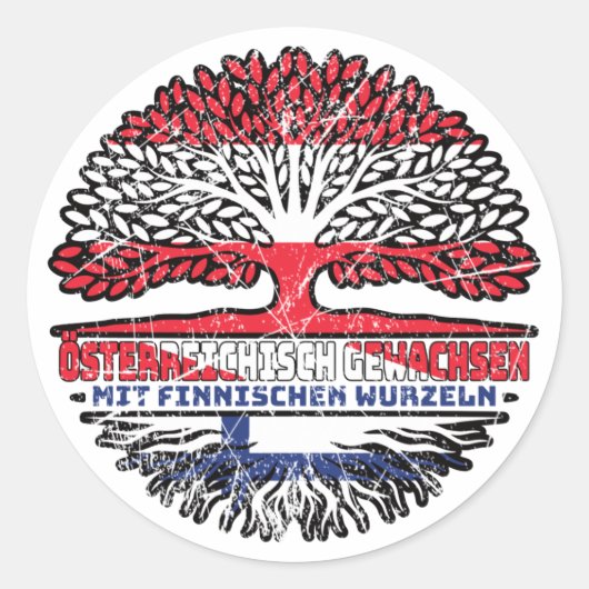 Finnland Finnisch Österreichisch Österreich Baum Ronde Sticker (Voorkant)
