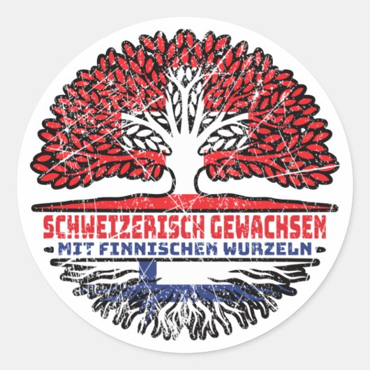 Finnland Finnisch Schweizer Schweiz Baum Wurzel Ronde Sticker (Voorkant)