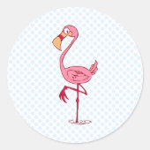 Finny Flamingo Ronde Sticker (Voorkant)
