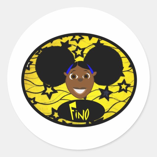 Fino Smile Yellow Fab. Ronde Sticker (Voorkant)