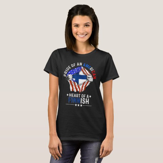 Fins - Amerikaans - Amerikaanse pride in het buite T-shirt (Voorkant volledig)