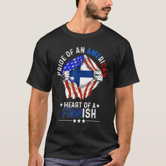 Fins - Amerikaans - Amerikaanse pride in het buite T-shirt (Voorkant)
