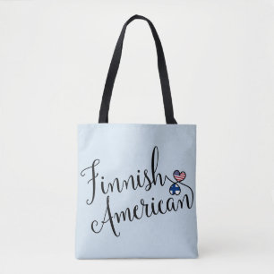 Fins-Amerikaans getwind harten Tote Bag